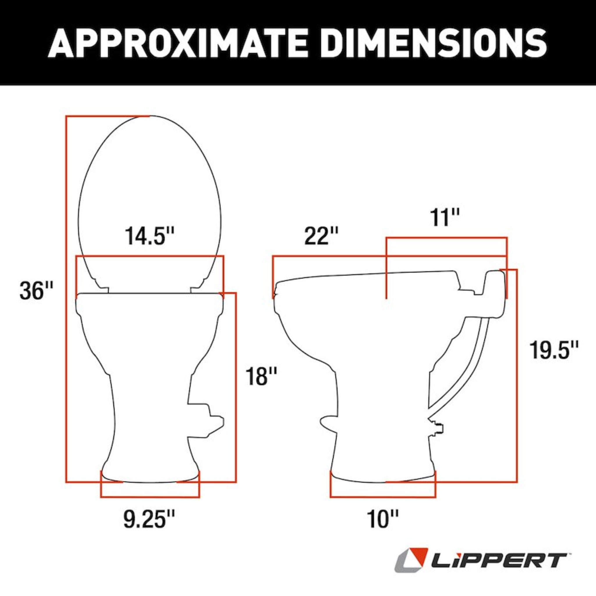 Lippert Flow Max RV Toilet – Ceramic Bowl / Plastic Bowl