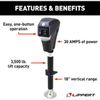 Lippert Electric Tongue Jack with Emergency Manual Override – 3,500 lb