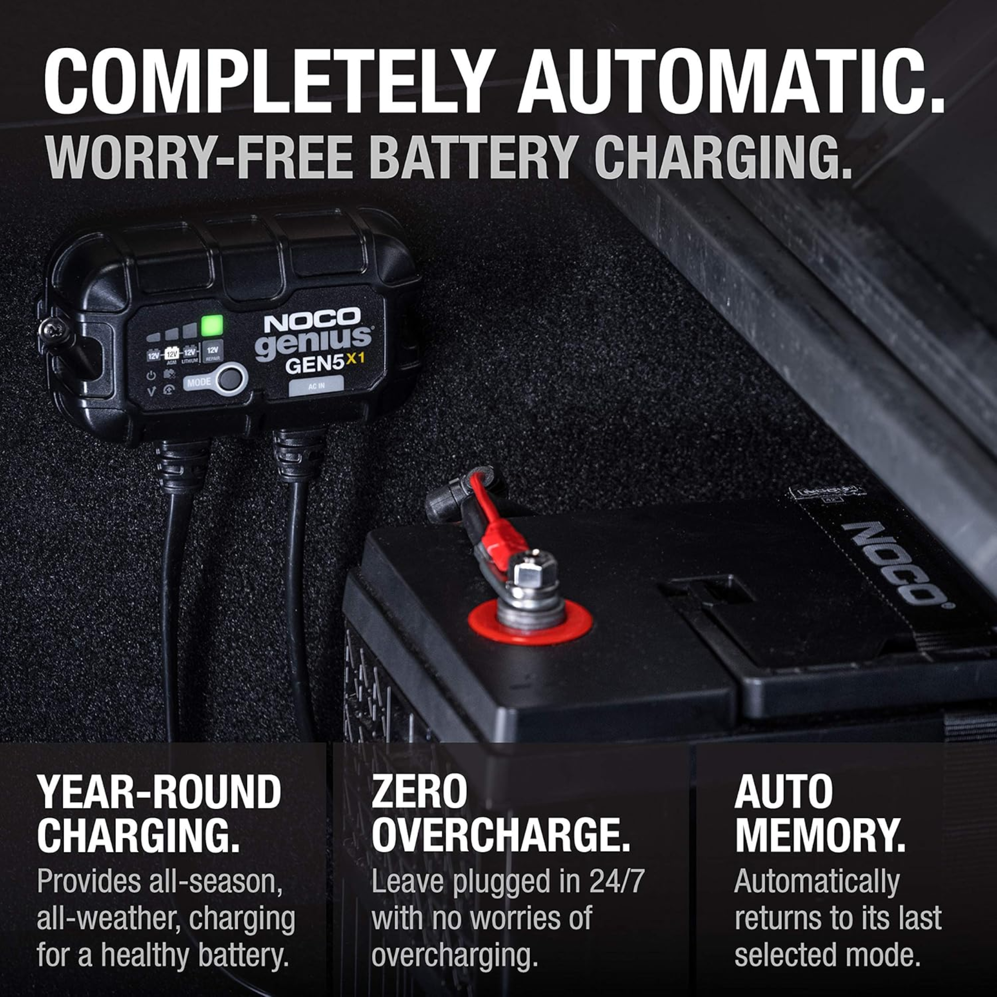 NOCO Genius GEN5 Waterproof On-Board Battery Charger – 5A / 10A / 15A
