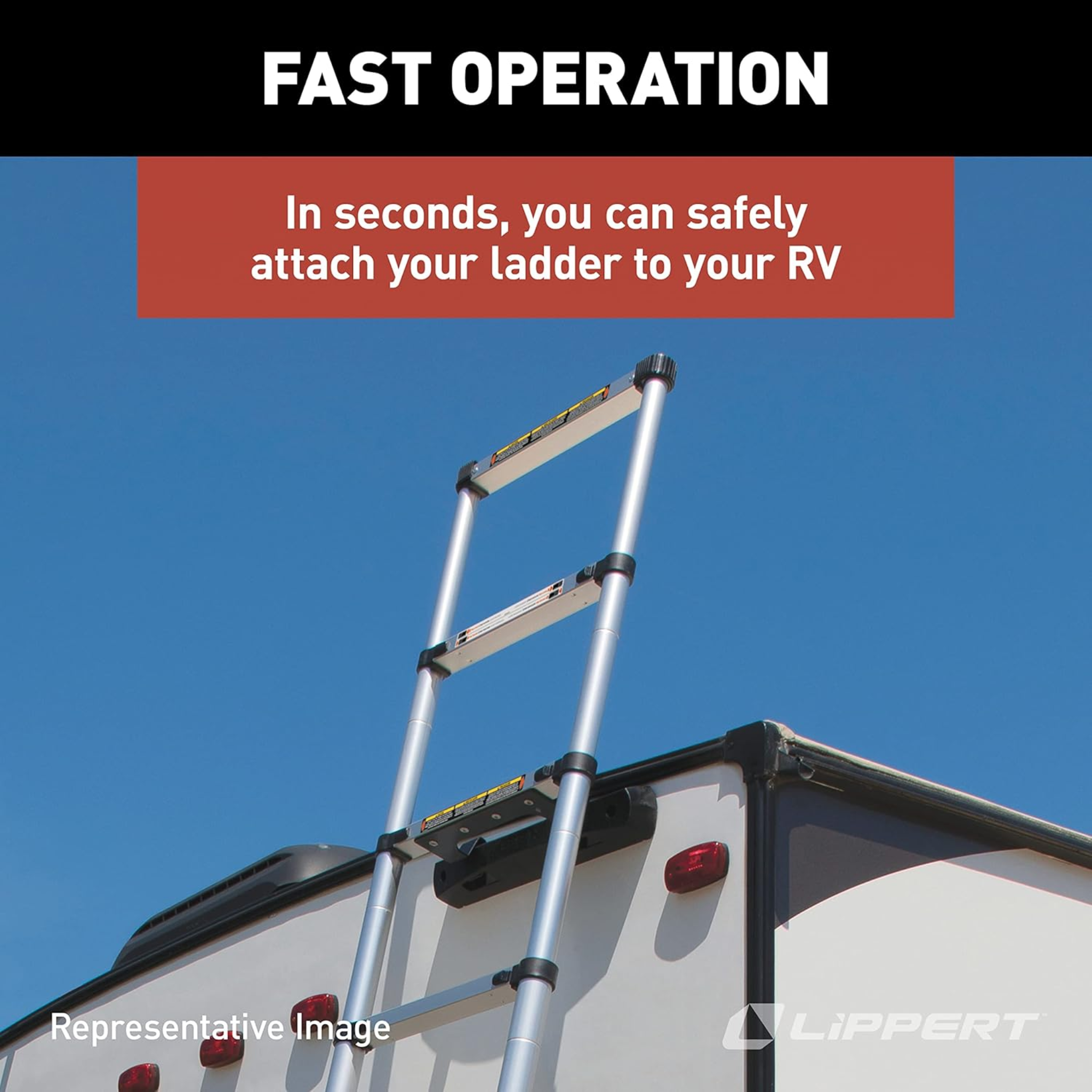 Lippert On-The-Go Telescoping RV Ladder – 12'6" / 14'6" Extension