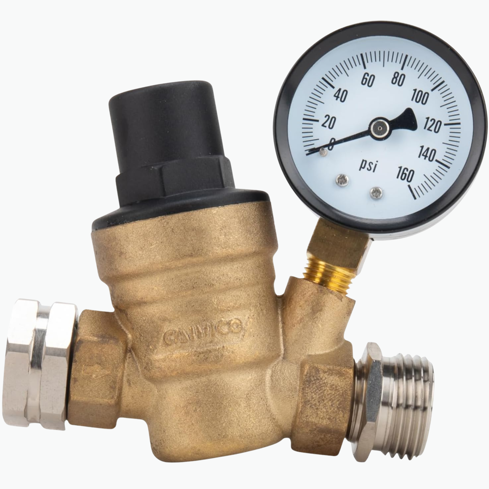 Camco Adjustable RV Water Pressure Regulator – Brass
