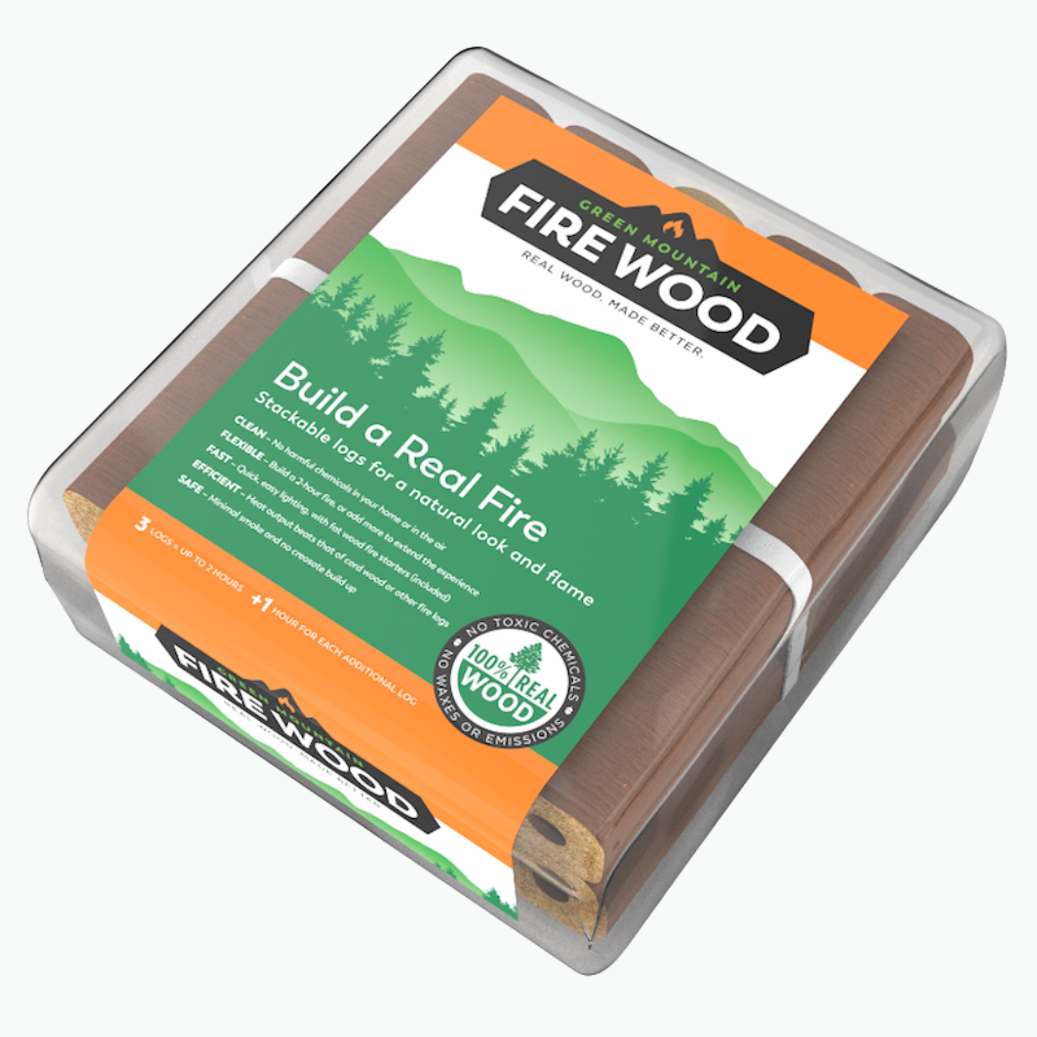Green Mountain Firewood Compressed Fire Logs – 8 Pack