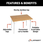 Lippert Bi-Fold Bamboo Adjustable Camp Table