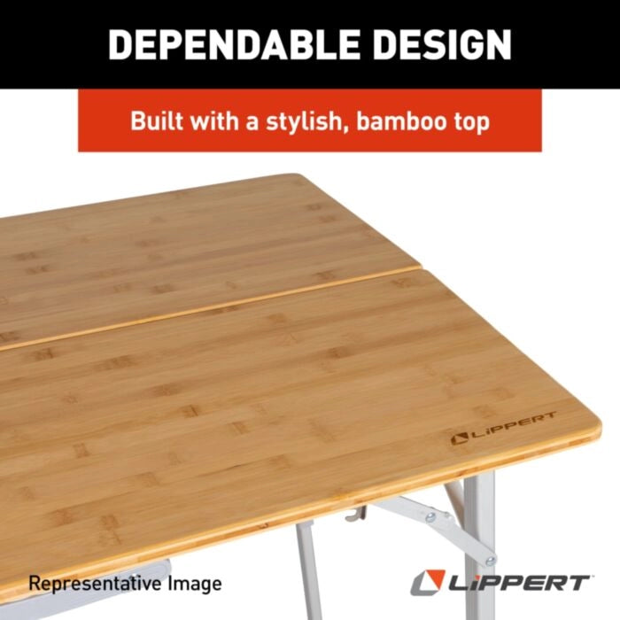Lippert Bi-Fold Bamboo Adjustable Camp Table